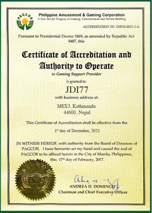 jdi77 certificate